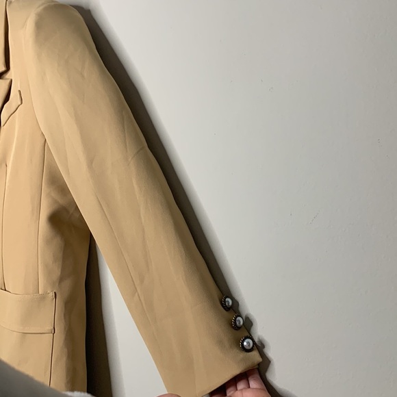 Sister Jane Harlow Double-Breasted Neutral Tan Blazer Coat Jacket size Small - Picture 4 of 16